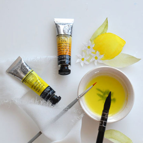 aquarelle mariage jaune citron