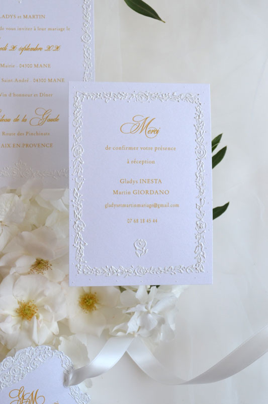 carte réponse mariage élégant