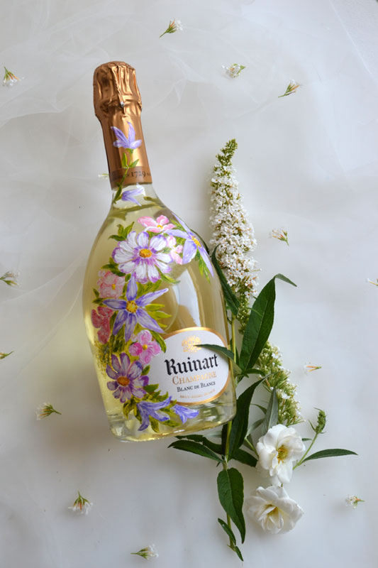 bouteille champagne ruinart peinte à la main gisele carles